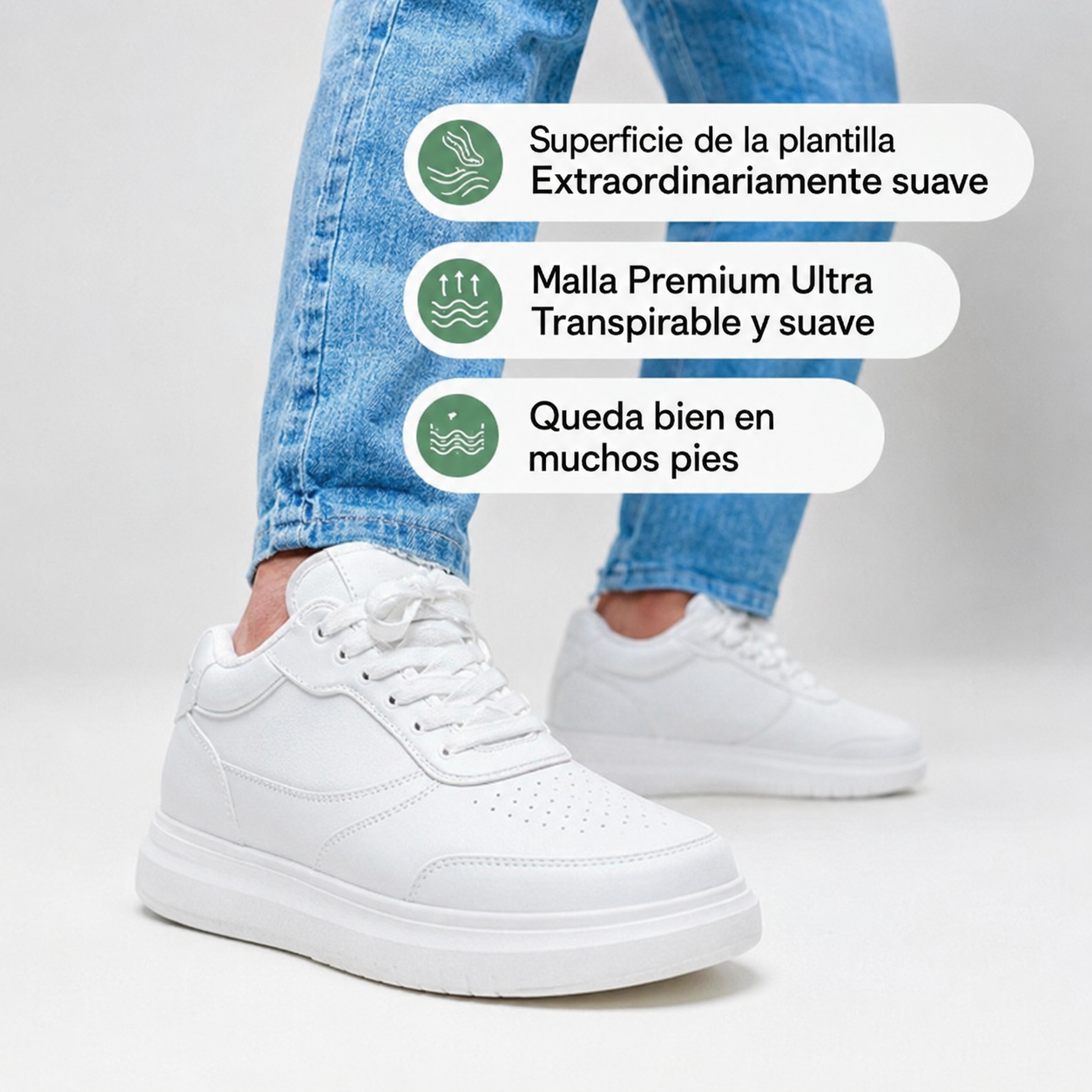 ZAPATOS CON TACÓN ELEVADO BLANCOS CASUALES